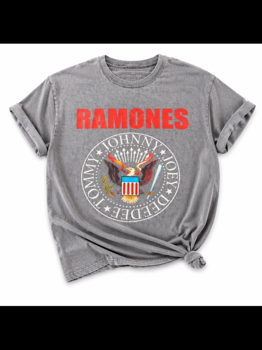 Ramones Graphic Band Tee Gray Vintage Style Punk Rock T-Shirt Size Small